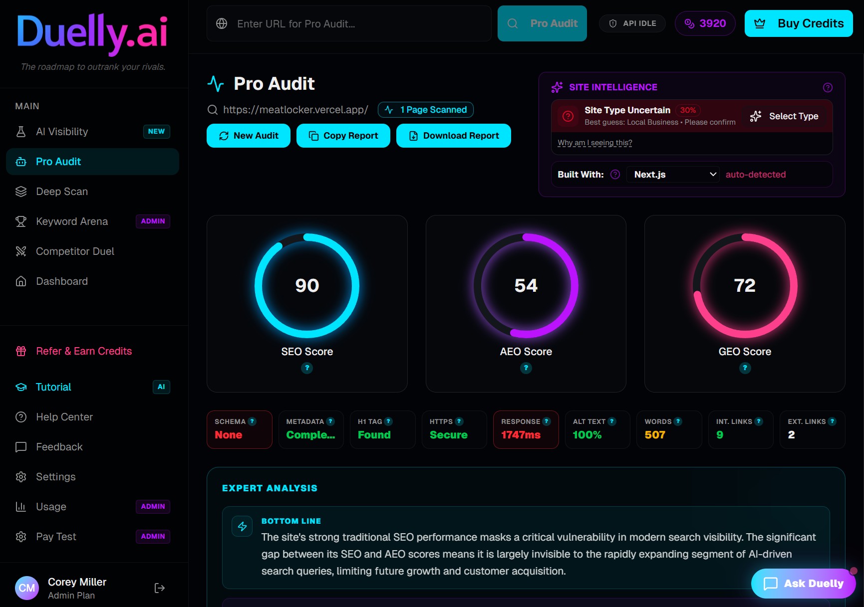 Duelly | FundyLogic SEO GEO AEO analytics tool for tracking search and AI engine visibility