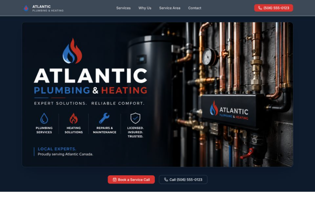 Atlantic Plumbing & Heating website