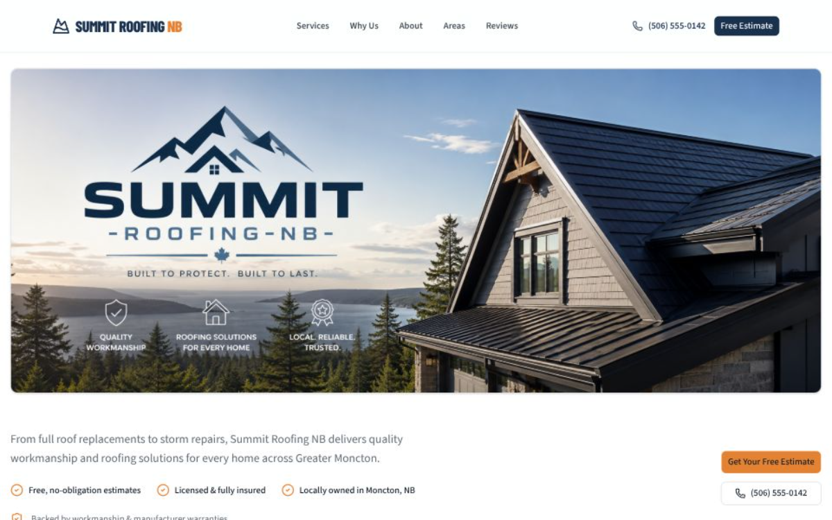 Summit Roofing NB website